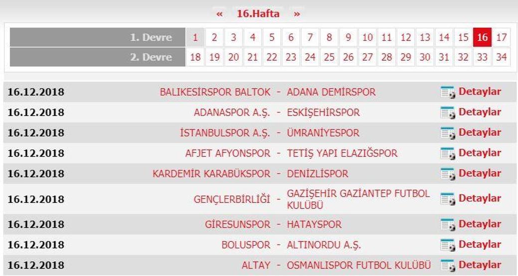 Spor Toto 1. Lig fikstürü (2018-2019 sezonu)