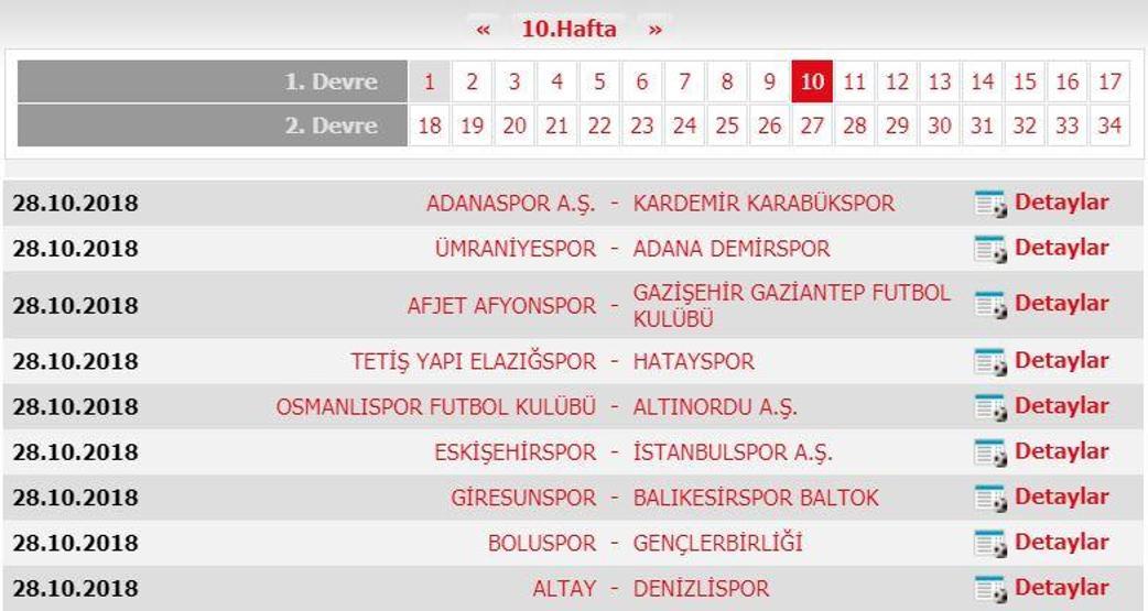 Spor Toto 1. Lig fikstürü (2018-2019 sezonu)