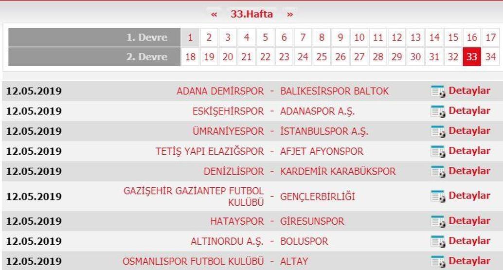 Spor Toto 1. Lig fikstürü (2018-2019 sezonu)