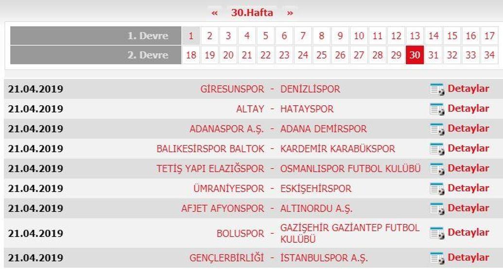 Spor Toto 1. Lig fikstürü (2018-2019 sezonu)
