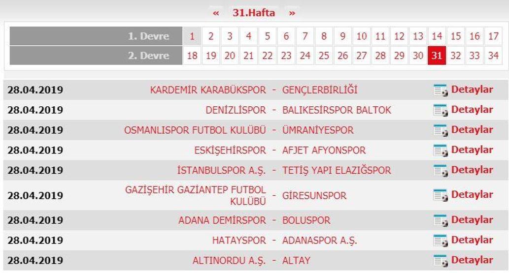 Spor Toto 1. Lig fikstürü (2018-2019 sezonu)