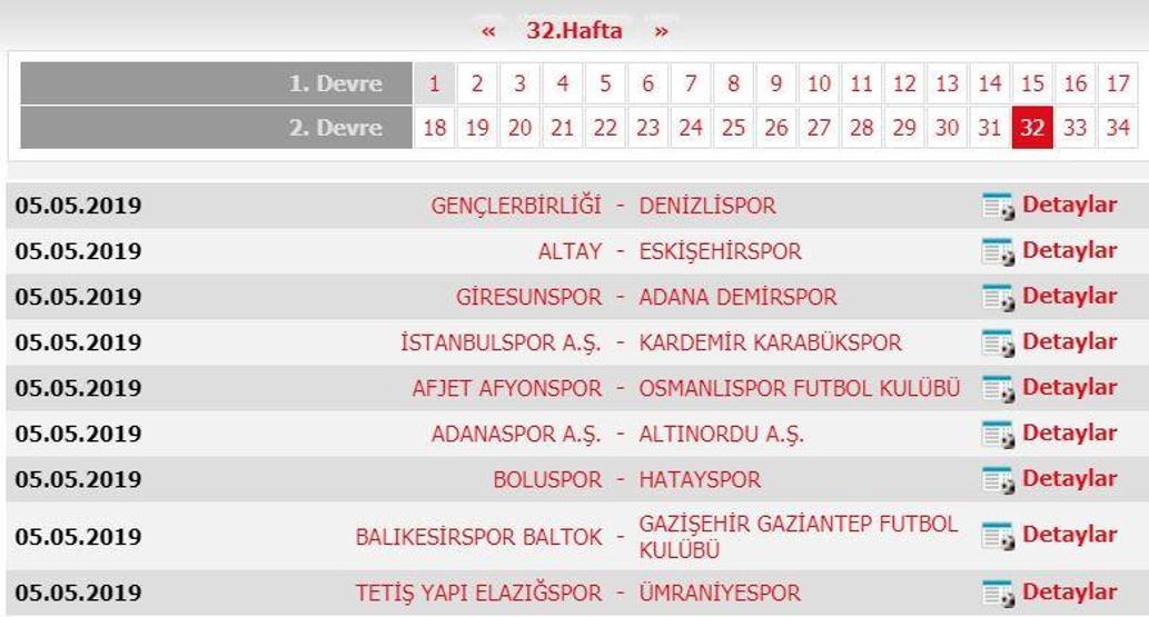 Spor Toto 1. Lig fikstürü (2018-2019 sezonu)