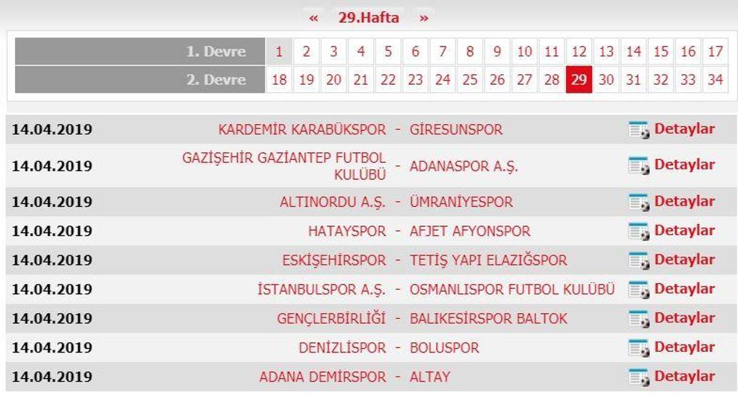 Spor Toto 1. Lig fikstürü (2018-2019 sezonu)