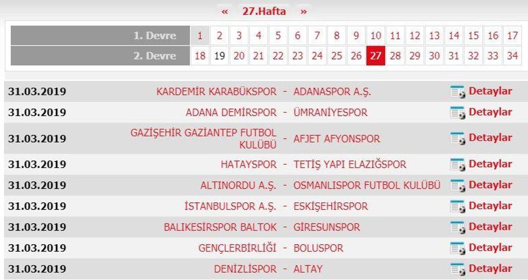 Spor Toto 1. Lig fikstürü (2018-2019 sezonu)