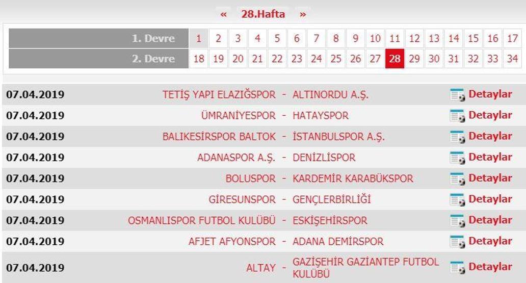 Spor Toto 1. Lig fikstürü (2018-2019 sezonu)