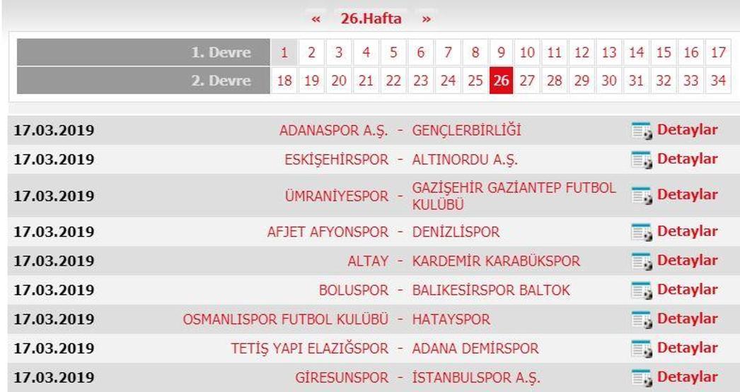 Spor Toto 1. Lig fikstürü (2018-2019 sezonu)