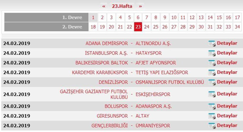 Spor Toto 1. Lig fikstürü (2018-2019 sezonu)