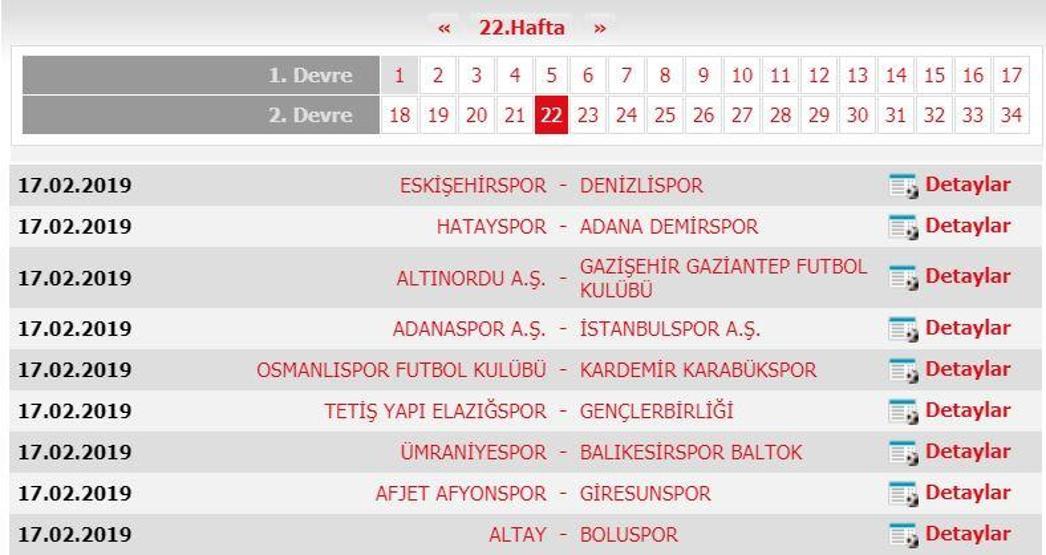 Spor Toto 1. Lig fikstürü (2018-2019 sezonu)