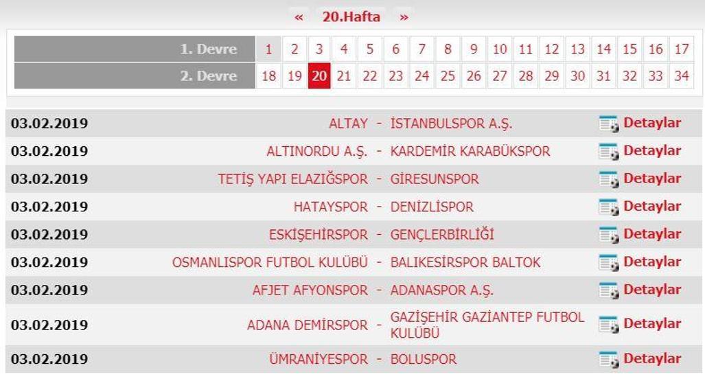 Spor Toto 1. Lig fikstürü (2018-2019 sezonu)