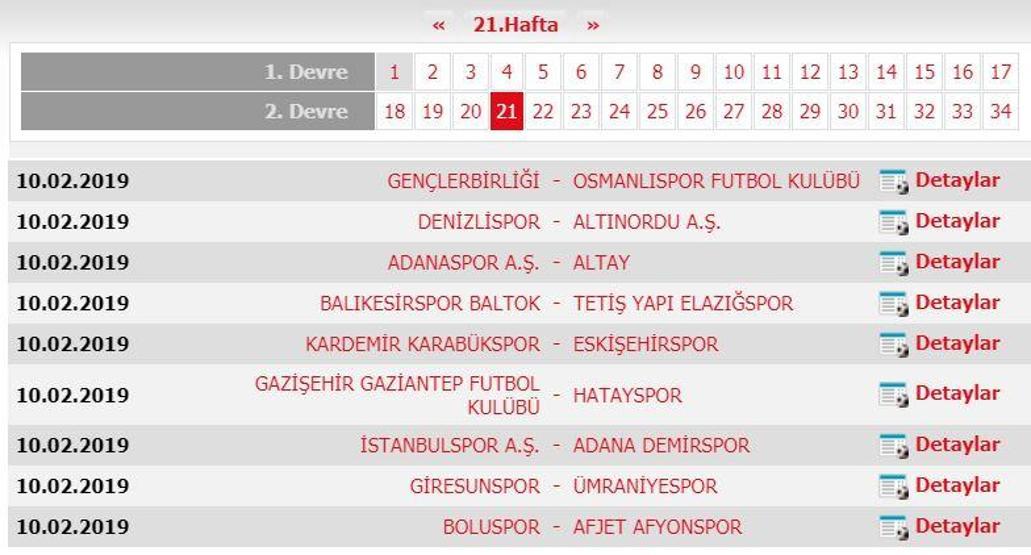 Spor Toto 1. Lig fikstürü (2018-2019 sezonu)