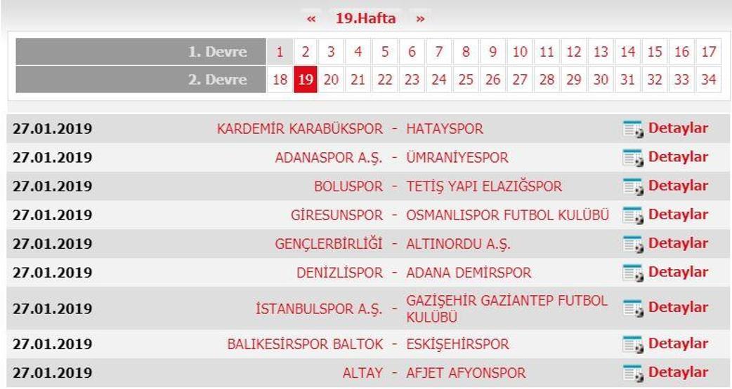 Spor Toto 1. Lig fikstürü (2018-2019 sezonu)