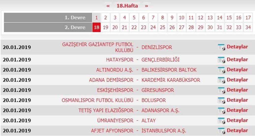 Spor Toto 1. Lig fikstürü (2018-2019 sezonu)