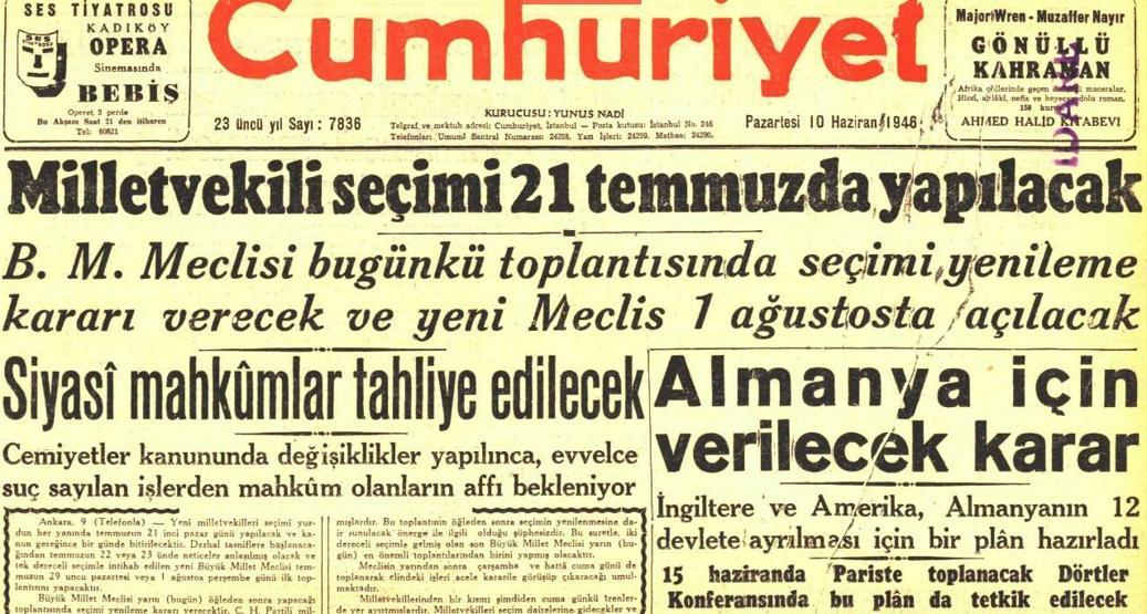 Çok partili demokrasinin ilk sınavı: 21 Temmuz 1946 seçimleri