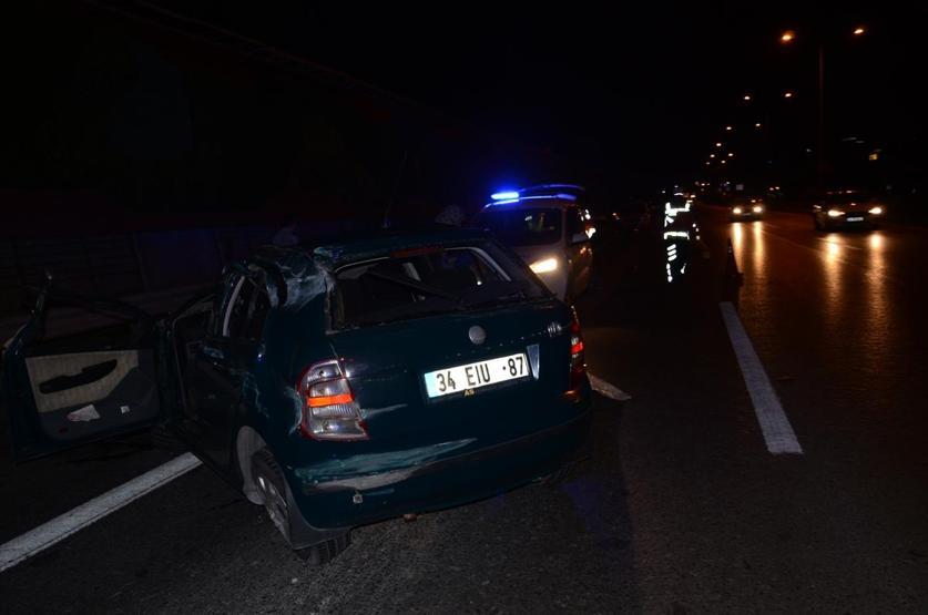E-5te korkunç kaza: Bariyerlere çarpan araç 100 metre takla attı