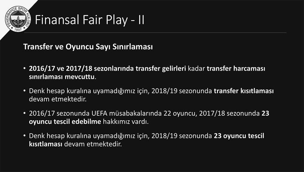 Fenerbahçe Ali Koçun sunumunu KAPa bildirdi... İşte sunumun tamamı