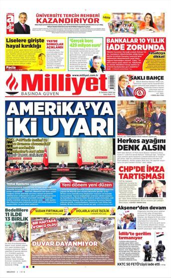 31 Temmuz 2018 - Gazetelerin birinci sayfaları