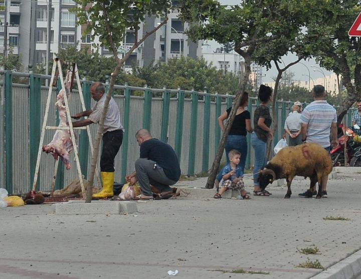 Yasak dinlemediler kaldırımda kestiler