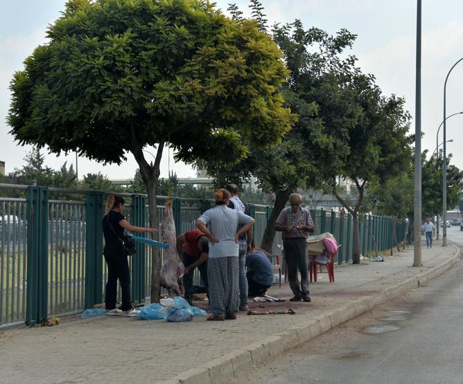 Yasak dinlemediler kaldırımda kestiler