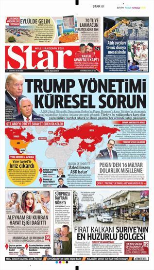 24 Ağustos 2018 - Gazetelerin birinci sayfaları