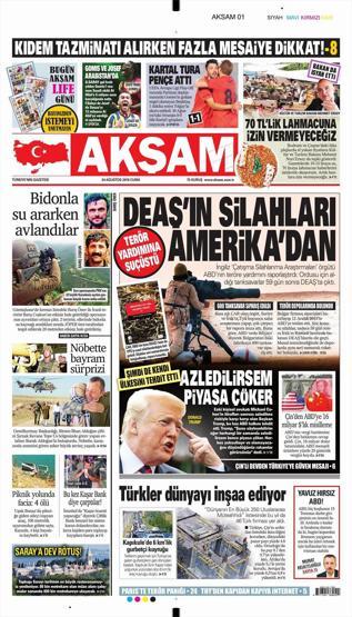 24 Ağustos 2018 - Gazetelerin birinci sayfaları