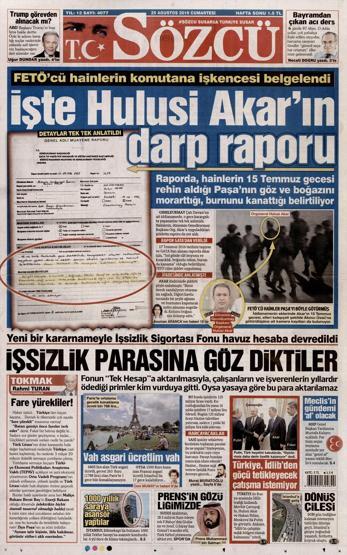 25 Ağustos 2018 - Gazete manşetleri