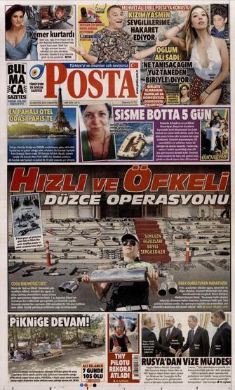 25 Ağustos 2018 - Gazete manşetleri