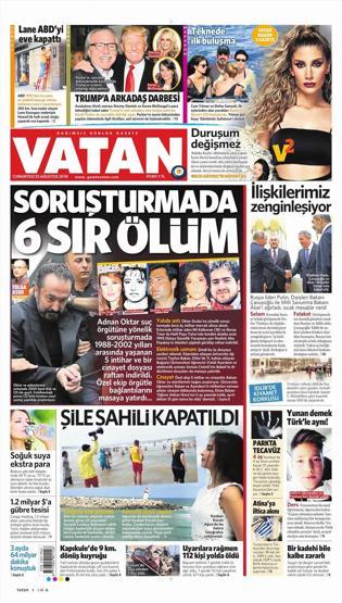 25 Ağustos 2018 - Gazete manşetleri