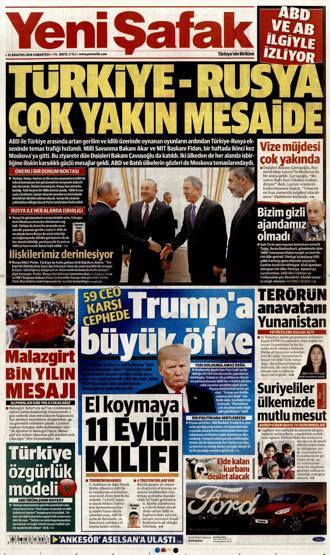 25 Ağustos 2018 - Gazete manşetleri