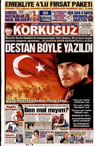 30 Ağustos 2018 - Gazetelerin birinci sayfaları
