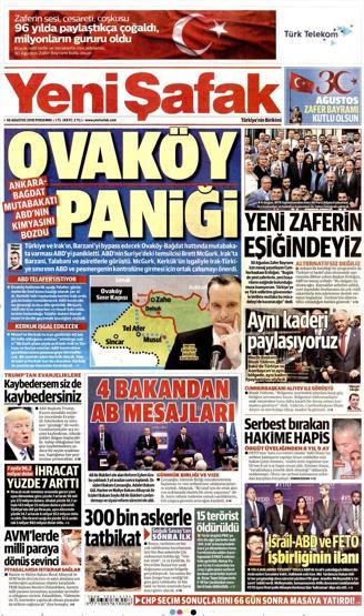 30 Ağustos 2018 - Gazetelerin birinci sayfaları