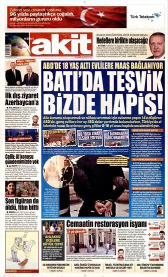 30 Ağustos 2018 - Gazetelerin birinci sayfaları