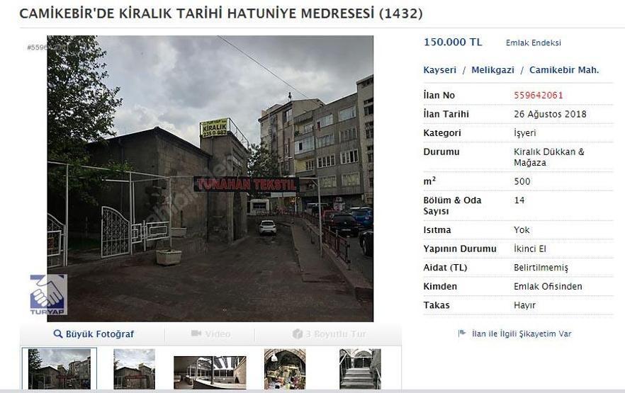 Bu ilan şaşırttı... 586 yıllık kiralık medrese