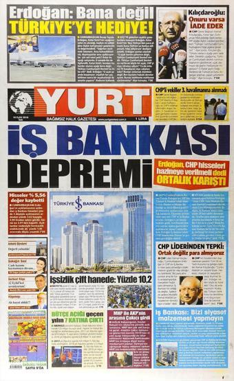 18 Eylül 2018 - Gazetelerin birinci sayfaları