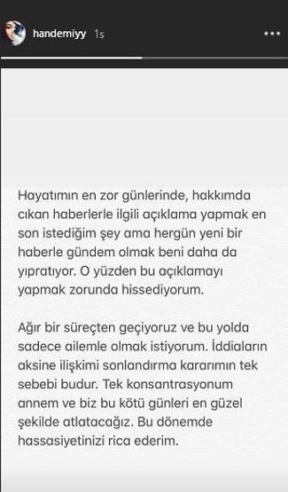 Hande Erçel ayrılığın nedenini açıkladı