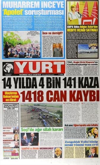 19 Eylül 2018 - Gazetelerin birinci sayfaları
