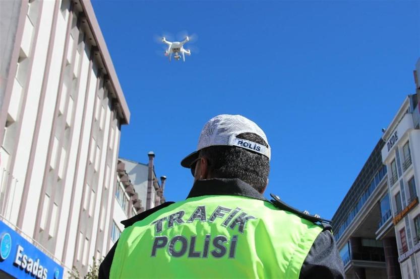 Erzurum’da drone ile trafik denetimi