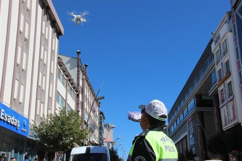 Erzurum’da drone ile trafik denetimi