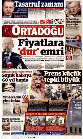 12 Ekim 2018 - Gazete Manşetleri