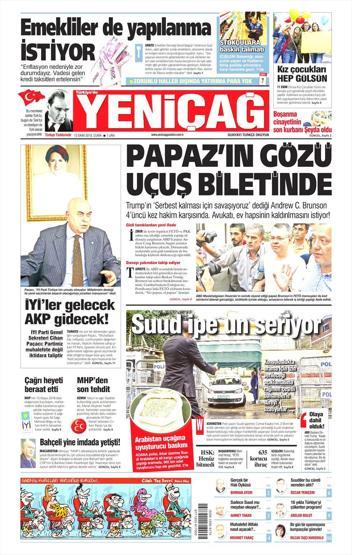 12 Ekim 2018 - Gazete Manşetleri