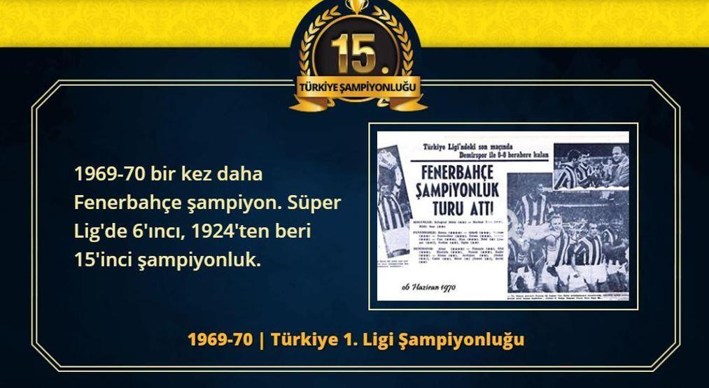 Fenerbahçenin 28 Türkiye Süper Lig şampiyonluğu