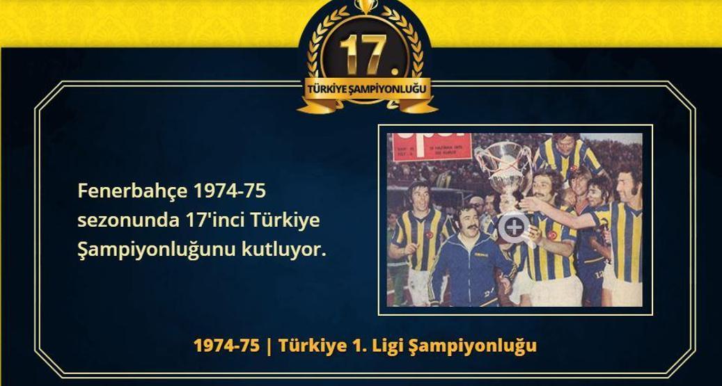 Fenerbahçenin 28 Türkiye Süper Lig şampiyonluğu
