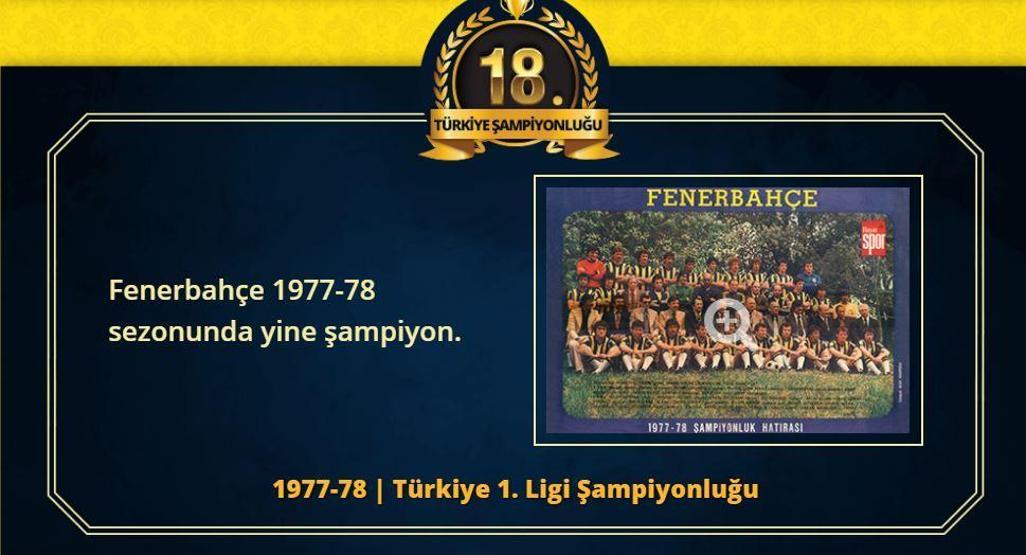 Fenerbahçenin 28 Türkiye Süper Lig şampiyonluğu