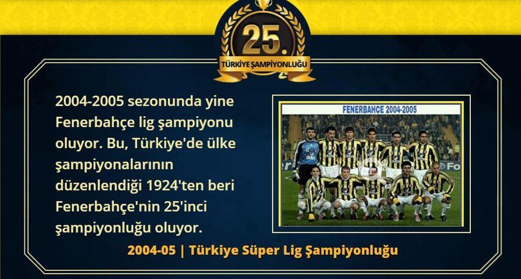 Fenerbahçenin 28 Türkiye Süper Lig şampiyonluğu