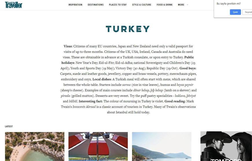 Prestijli gezi dergisi Türkiye sahillerini öne çıkardı