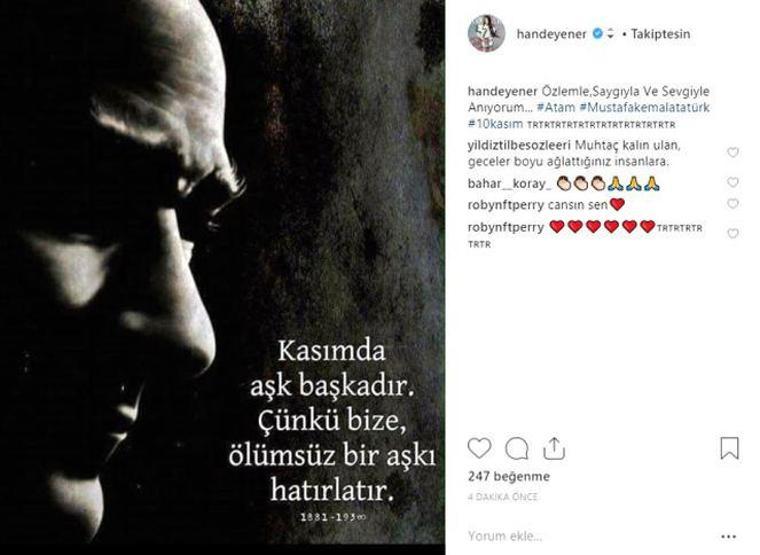 Ünlülerin 10 Kasım mesajları