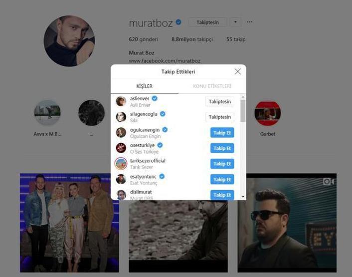 Murat Boz ve Aslı Enver birbirlerini takibe aldı