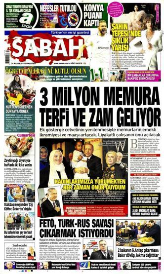 24 Kasım 2018 - Gazete Manşetleri