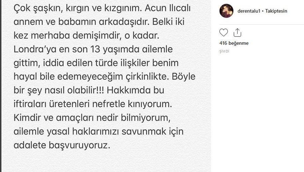 Deren Talu’dan Acun Ilıcalı açıklaması