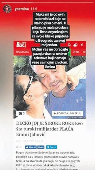 Emina Jahovicin başı basın ile dertte