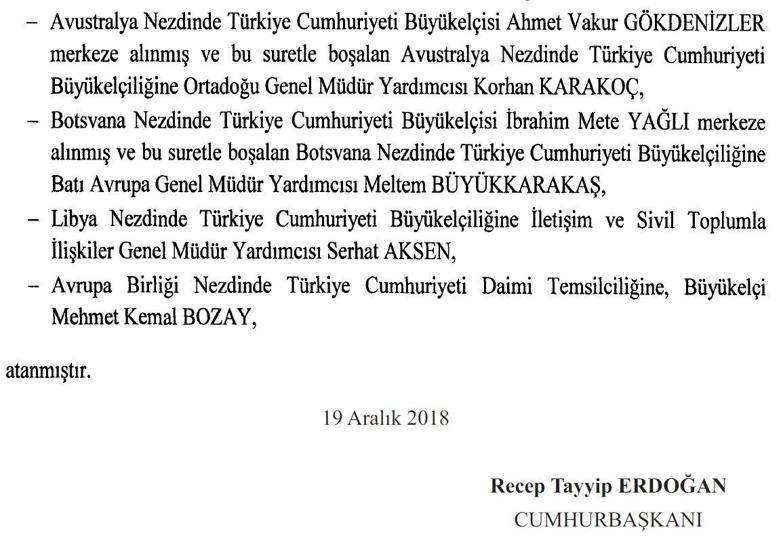 25 ülkeye büyükelçi atandı